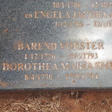 VORSTER Barend 1726-1793 &amp; Dorothea Maria SMIT 1730-1794