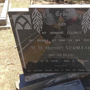 VERMAAK M.M. nee DE BEER 1928-1969
