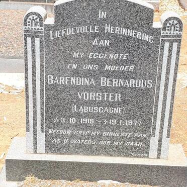 VORSTER Barendina Bernardus nee LABUSCAGNE 1918-1977