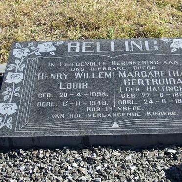 BELLING Henry Willem Louis 1894-1949 &amp; Margaretha Gertruida HATTINGH 1898-1984