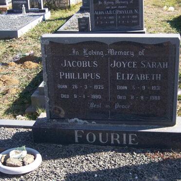FOURIE Jacobus Phillipus 1925-1990 &amp; Joyce Sarah Elizabeth 1931-1988