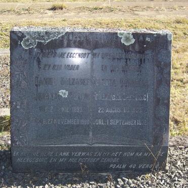 FOURIE Daniel Balzaser Johannes 1893-1972 &amp; Aletta Cornelia GREYLING  -1972