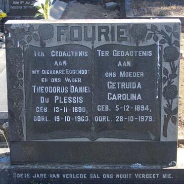 FOURIE Theodorus Daniel du Plessis 1890-1963 &amp; Getruida Carolina 1894-1979