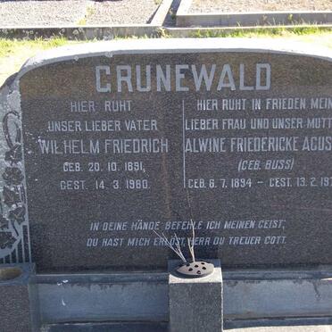 GRUNEWALD Wilhelm Friedrich 1891-1980 &amp; Alwine Friederieke Aguste BUSS 1894-1973