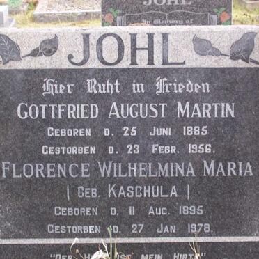 JOHL Gottfried August Martin 1885-1956 &amp; Florence Wilhelmina Maria KASCHULA 1895-1978