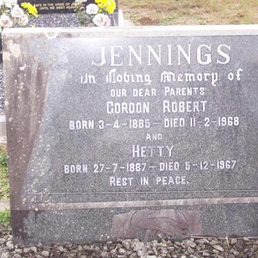 JENNINGS Gordon Robert 1885-1968 &amp; Hetty 1887-1967