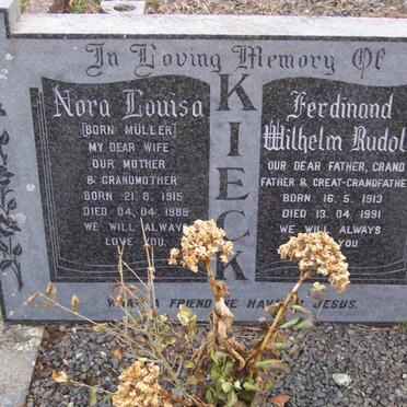 KIECK Ferdinand Wilhelm Rudolph 1913-1991 &amp; Nora Louisa MULLER 1915-1988