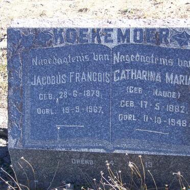 KOEKEMOER Jacobus Francois 1879-1967 &amp; Catharina Maria NAUDE 1882-1948