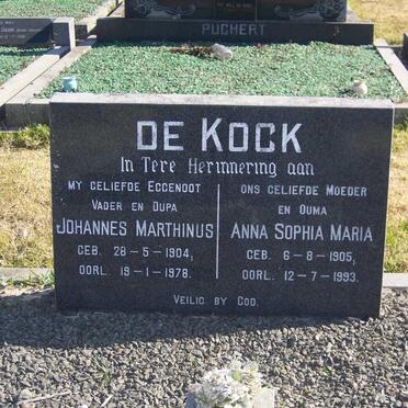 KOCK Johannes Marthinus, DE 1904-1978 &amp; Anna Sophia Maria 1905-1993