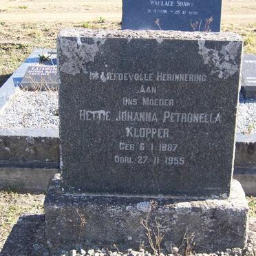 KLOPPER Hettie Johanna Petronella 1887-1955