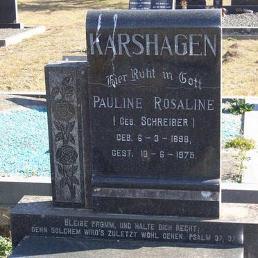KARSHAGEN Pauline Rosaline nee SCHREIBER 1898-1975