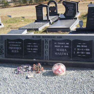 KOCH Friederich Julius 1920-2005 &amp; Maria Martha BOTHA 1930-1989