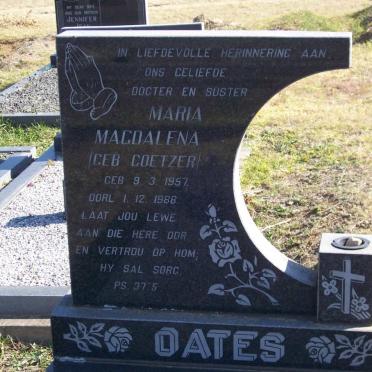 OATES Maria Magdalena nee COETZER 1957-1988