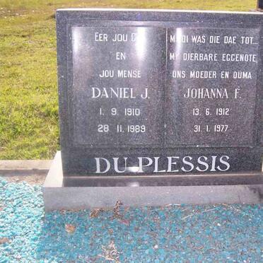 PLESSIS Daniel J., du 1910-1989 &amp; Johanna F. 1912-1977