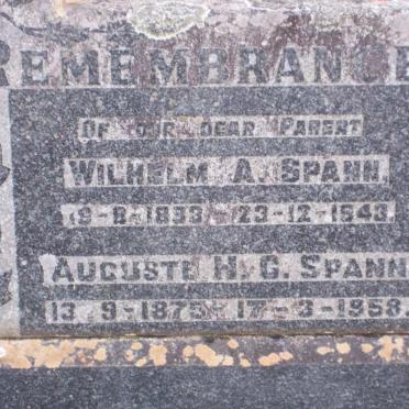 SPANN Wilhelm A. 1883-1943 &amp; Auguste H.G. 1875-1958