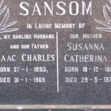 SANSOM Isaac Charles 1893-1969 &amp; Susanna Catherina 1896-1979