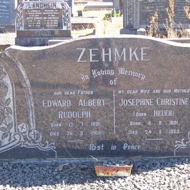 ZEHMKE Edward Albert Rudolph 1891-1965 &amp; Josephine Christine HEUER 1891-1963