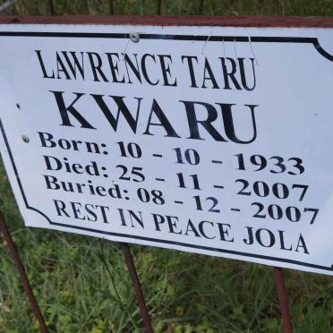 KWARU Lawrence Taru 1933-2007