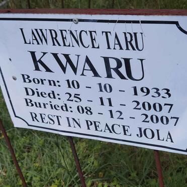 KWARU Lawrence Taru 1933-2007