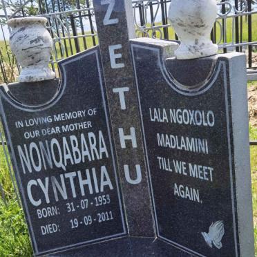 ZETHU Nonqabara Cynthia 1953-2011