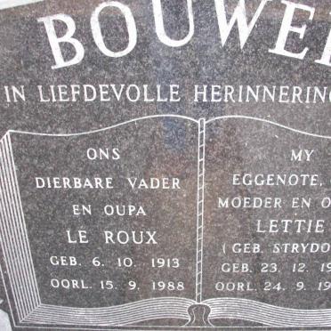 BOUWER Le Roux 1913-1988 &amp; Lettie STRYDOM 1921-1986