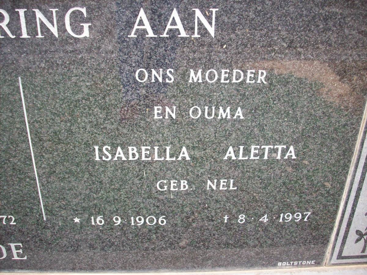 BARKHUIZEN Isabella Aletta nee NEL 1906-1997