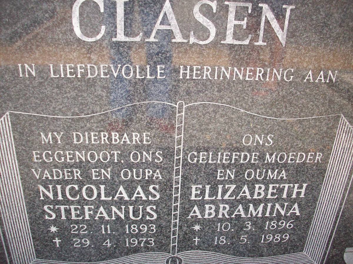 CLASEN Nicolaas Stefanus 1893-1973 &amp; Elizabeth Abramina 1896-1989