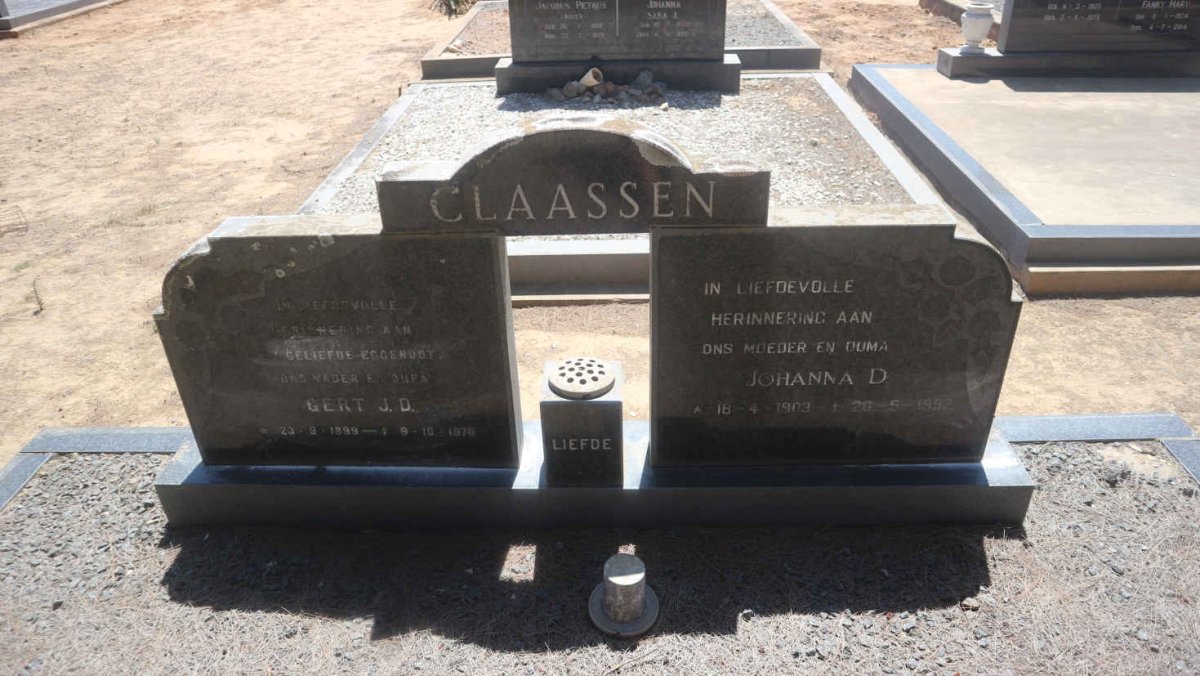 CLAASSEN Gert J.D. 1899-1976 &amp; Johanna D. 1903-1992