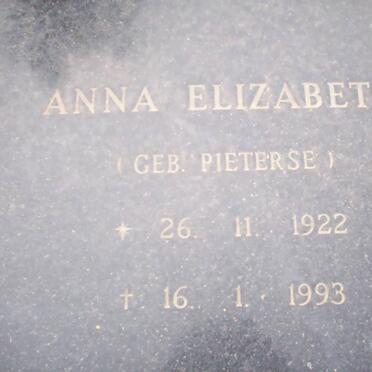 COETZEE Anna Elizabeth nee PIETERSE 1922-1993