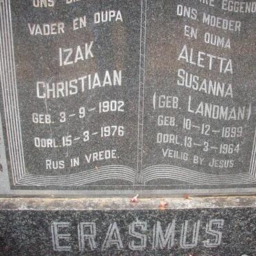 ERASMUS Izak Christiaan 1902-1976 &amp; Aletta Susanna LANDMAN 1899-1964