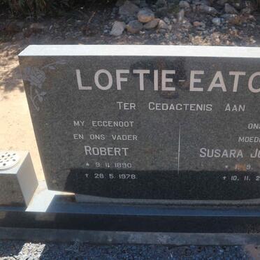 EATON Robert, LOFTIE 1890-1978 &amp; Susara Johanna 1914-2002