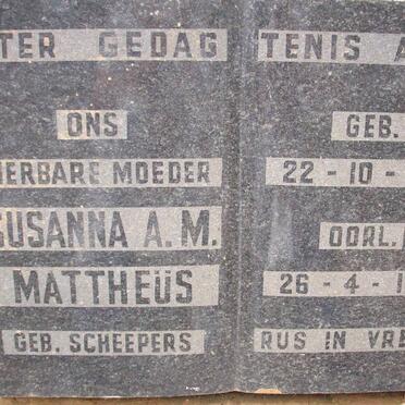 MATTHEUS Susanna A.M. nee SCHEEPERS 1876-1962