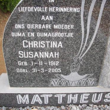 MATTHEUS Christina Susannah 1912-2005