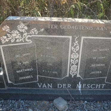 MESCHT Marthinus Johannes, van der 1922-1995 &amp; Jacomina Jacoba 1927-1996