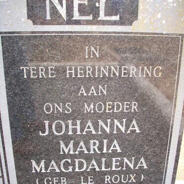 NEL Johanna Maria Magdalena nee LE ROUX 1895-1977