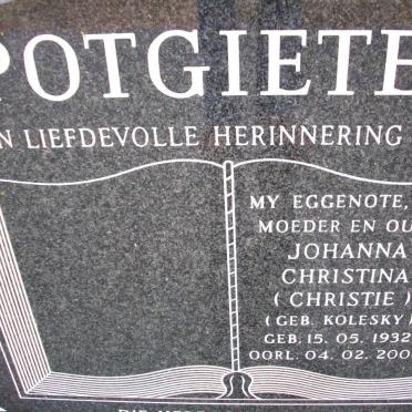 POTGIETER Johanna Christina nee KOLESKY 1932-2004