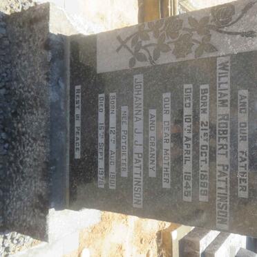 PATTINSON William Robert 1899-1945 &amp; Johanna J.J. POTGIETER 1901-1978