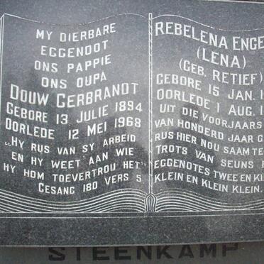 STEENKAMP Douw Gerbrandt 1894-1968 &amp; Rebelena Engela RETIEF 1903-1989