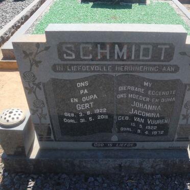 SCHMIDT Gert 1922-2011 &amp; Johanna Jacomina VAN VUUREN 1922-1972