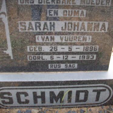 SCHMIDT Sarah Johanna nee VAN VUUREN 1896-1983