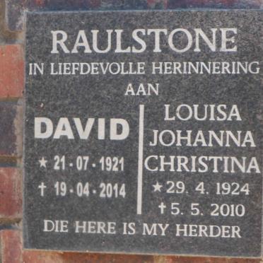 RAULSTONE David 1921-2014 &amp; Louisa Johanna Christina 1924-2010