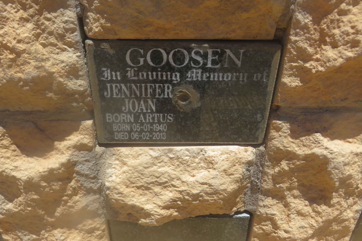 GOOSEN Jennifer Joan nee ARTUS 1940-2013