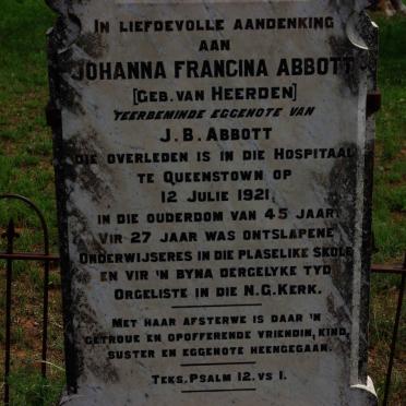 ABBOTT Johanna Francina nee VAN HEERDEN -1921