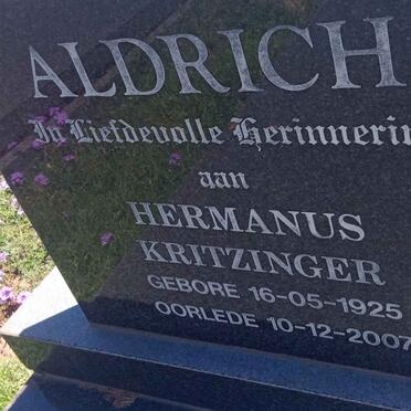 ALDRICH Hermanus Kritzinger 1925-2007