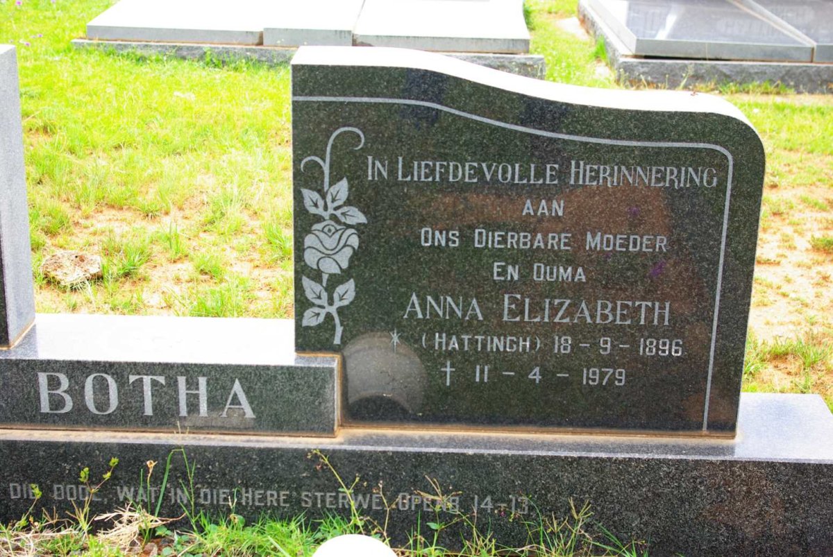 BOTHA Jan Willem Bouwer 1889-1974 &amp; Anna Elizabeth HATTINGH 1896-1979