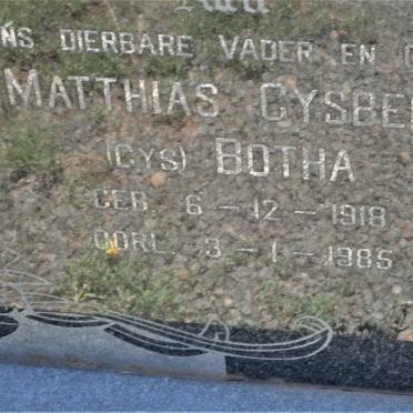 BOTHA Matthias Gysbert 1918-1985 &amp; Hendrina Jacomina 1917-1977