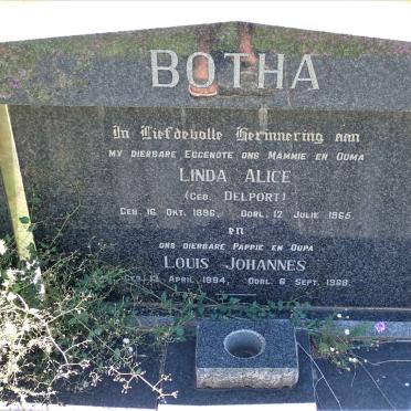 BOTHA Louis Johannes 1894-1968 &amp; Linda Alice DELPORT 1896-1965