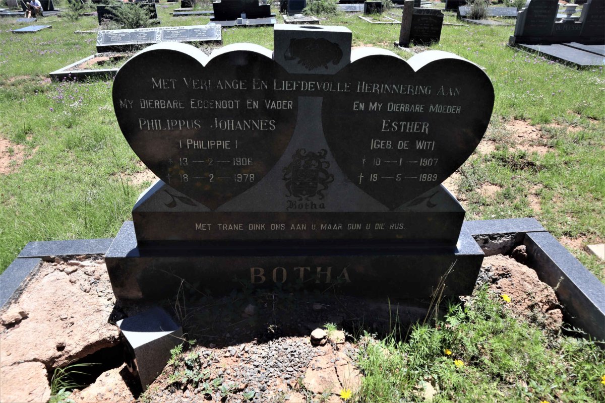 BOTHA Philippus Johannes 1906-1978 &amp; Esther DE WIT 1907-1989