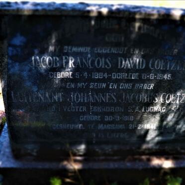 COETZER Jacob Francois David 1884-1945 :: COETZER Johannes Jacobus 1918-1941