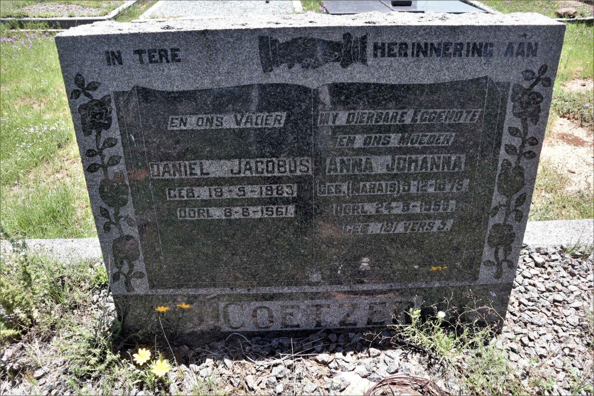COETZER Daniel Jacobus 1883-1961 &amp; Anna Johanna MARAIS 1876-1959